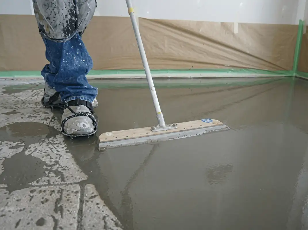 Uneven floor being professionally repaired in Des Moines, IA